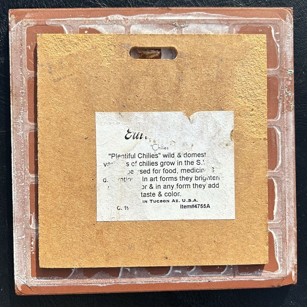 Beautiful ceramic tile trivet wall art PLENTIFUL CHILES - Picture 2 of 3